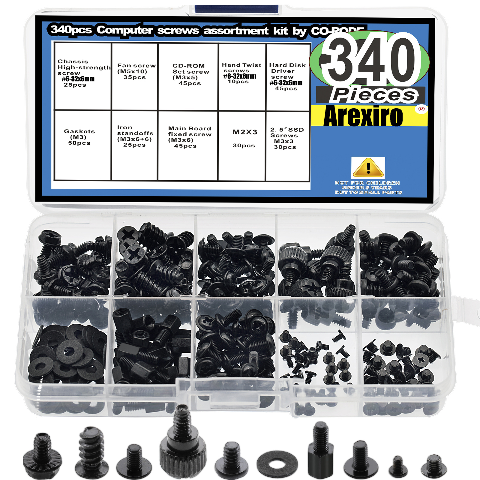 Screw Organizer Kit - 340pcs Motherboard Standoffs, Computer PC Screw,Hard