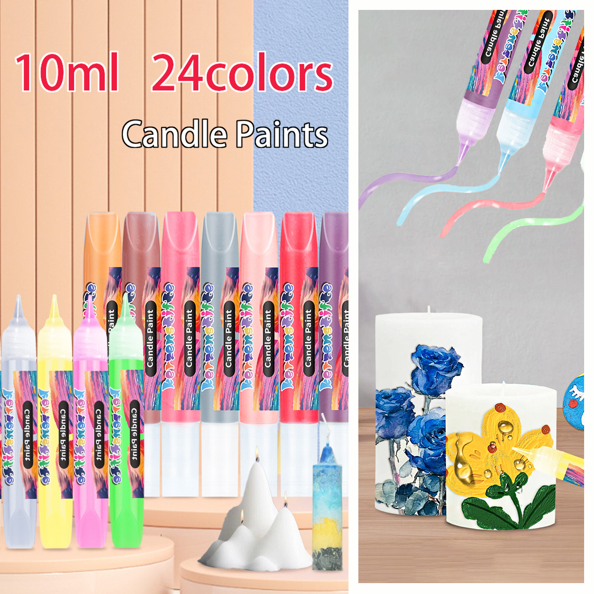 Tools Workshop Kids - 24Colors 10Ml Candle Paints Highlighter DIY