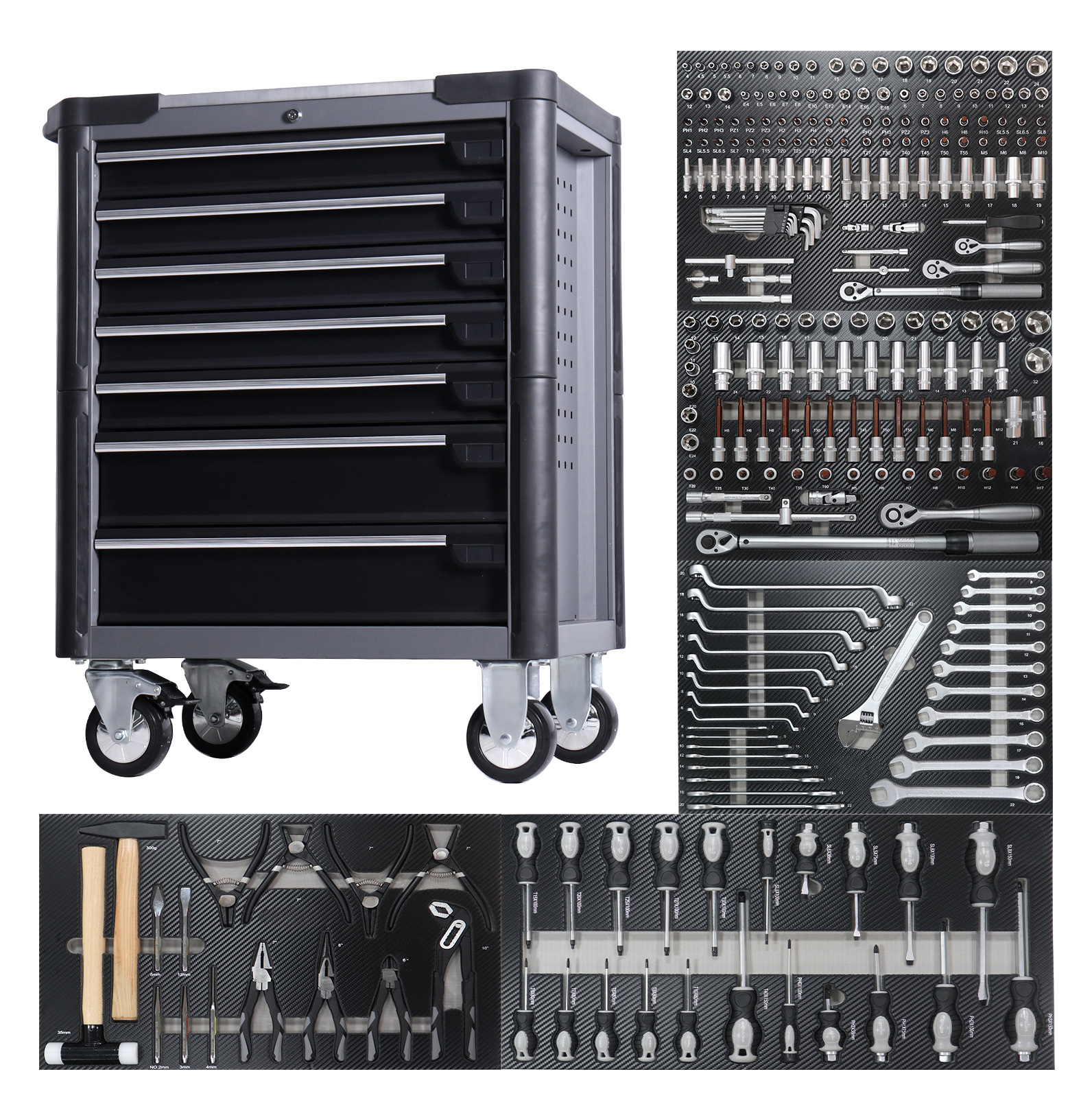 Tools Trolley For Workshop - Pro 7-Draw Rolling Tools Cabinets &