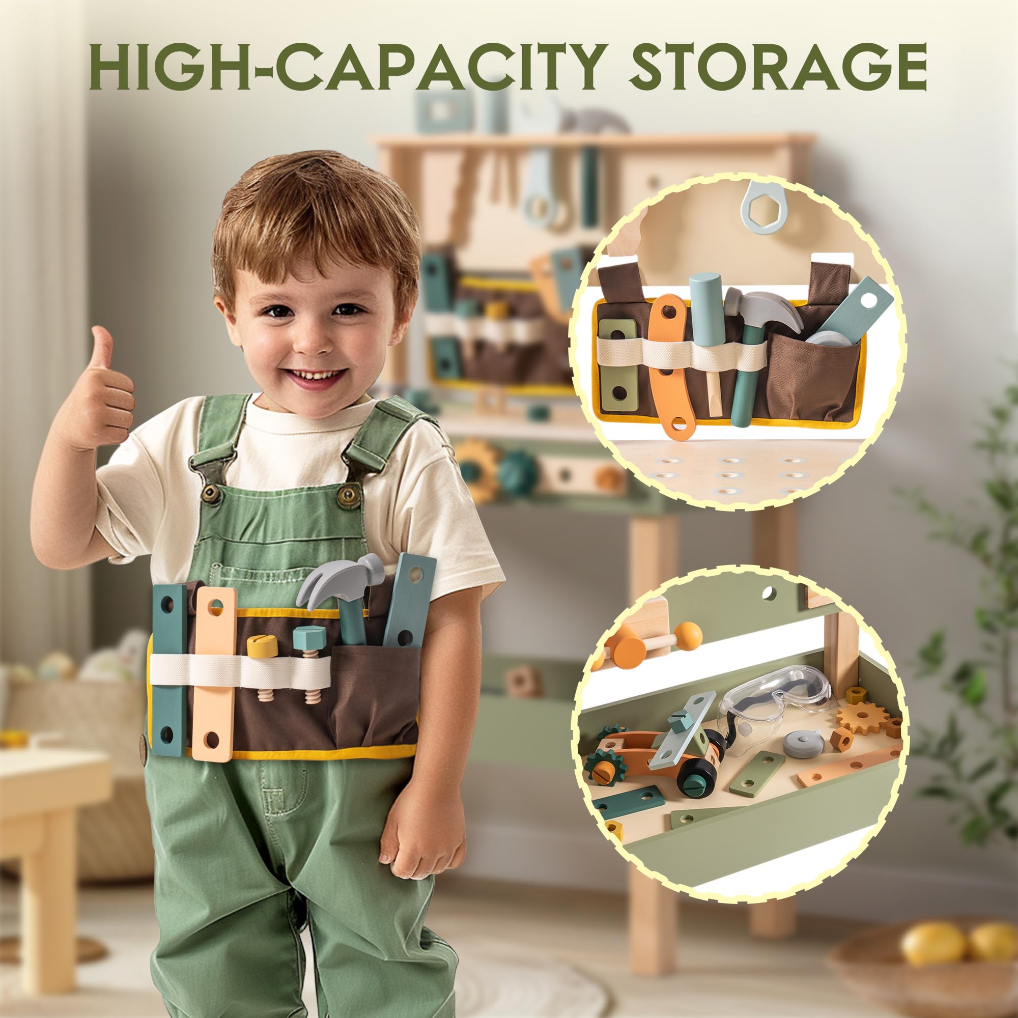 ROBOTIME Wooden Kids Tool Benc - Tools Workshop Kids 评论和价格