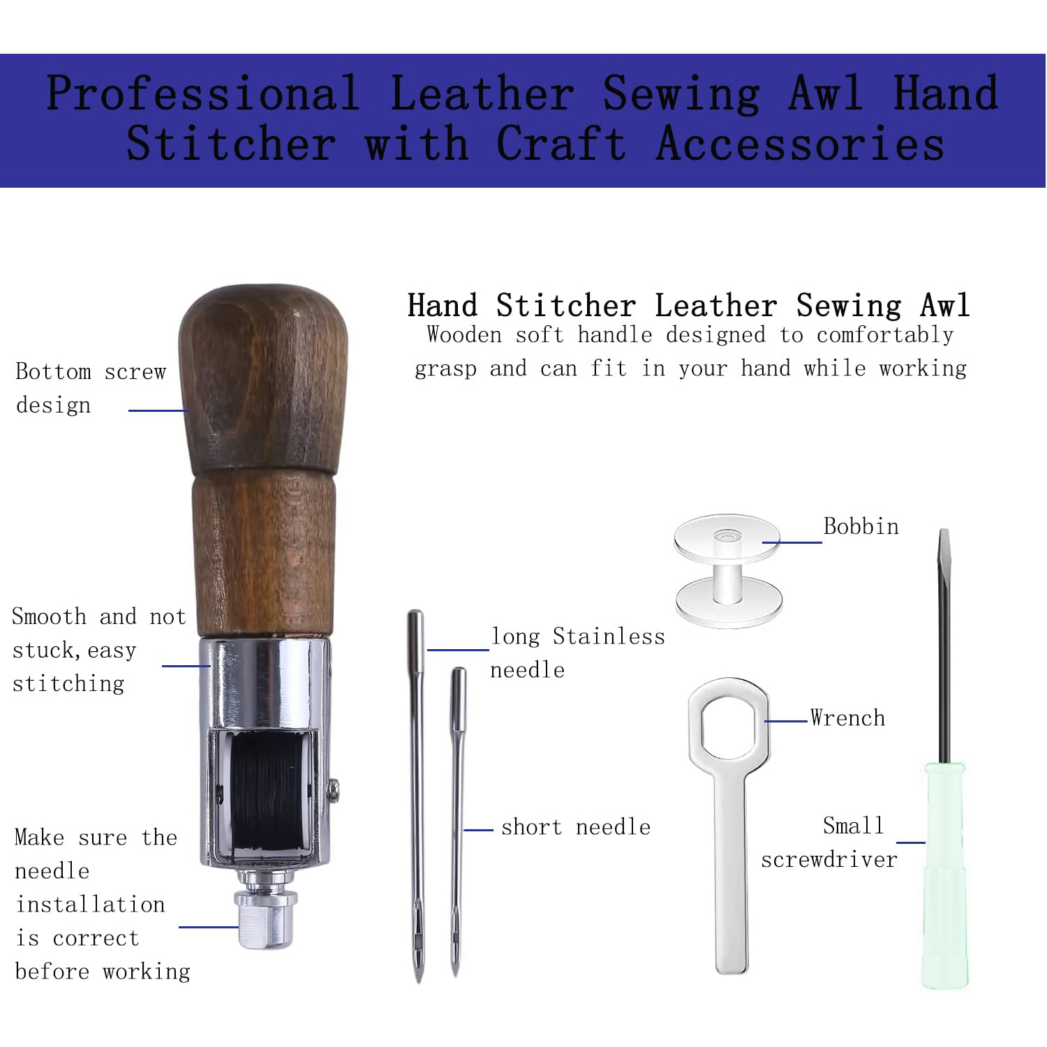 Leather Sewing Awl Thread Kit  - Mechanical Workshop Tools And Equipment 评论和价格