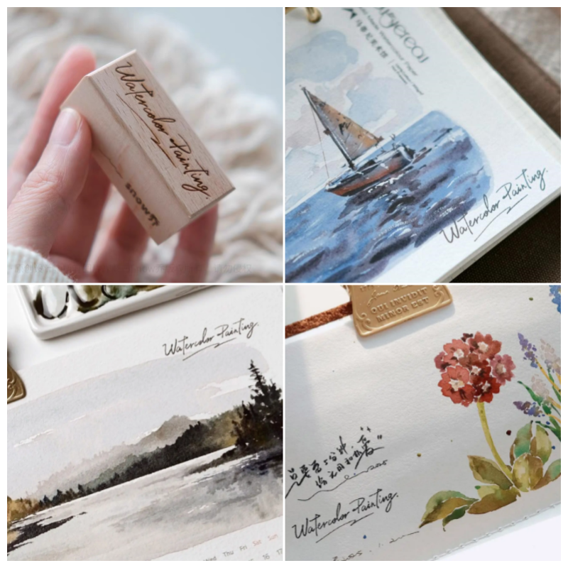 Wooden Rubber Stamps Watercolo - Tools Qa 评论和价格