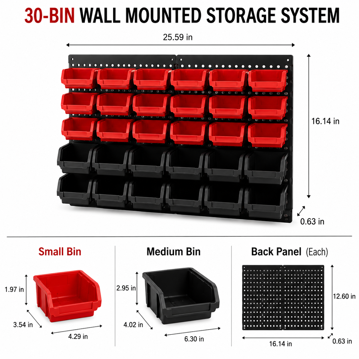 30-Bin Wall Mounted Small Part - Screw Organizer Kit 评论和价格